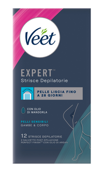 12 Strisce Depilatorie Per Pelli Sensibili Gambe & Corpo | Veet