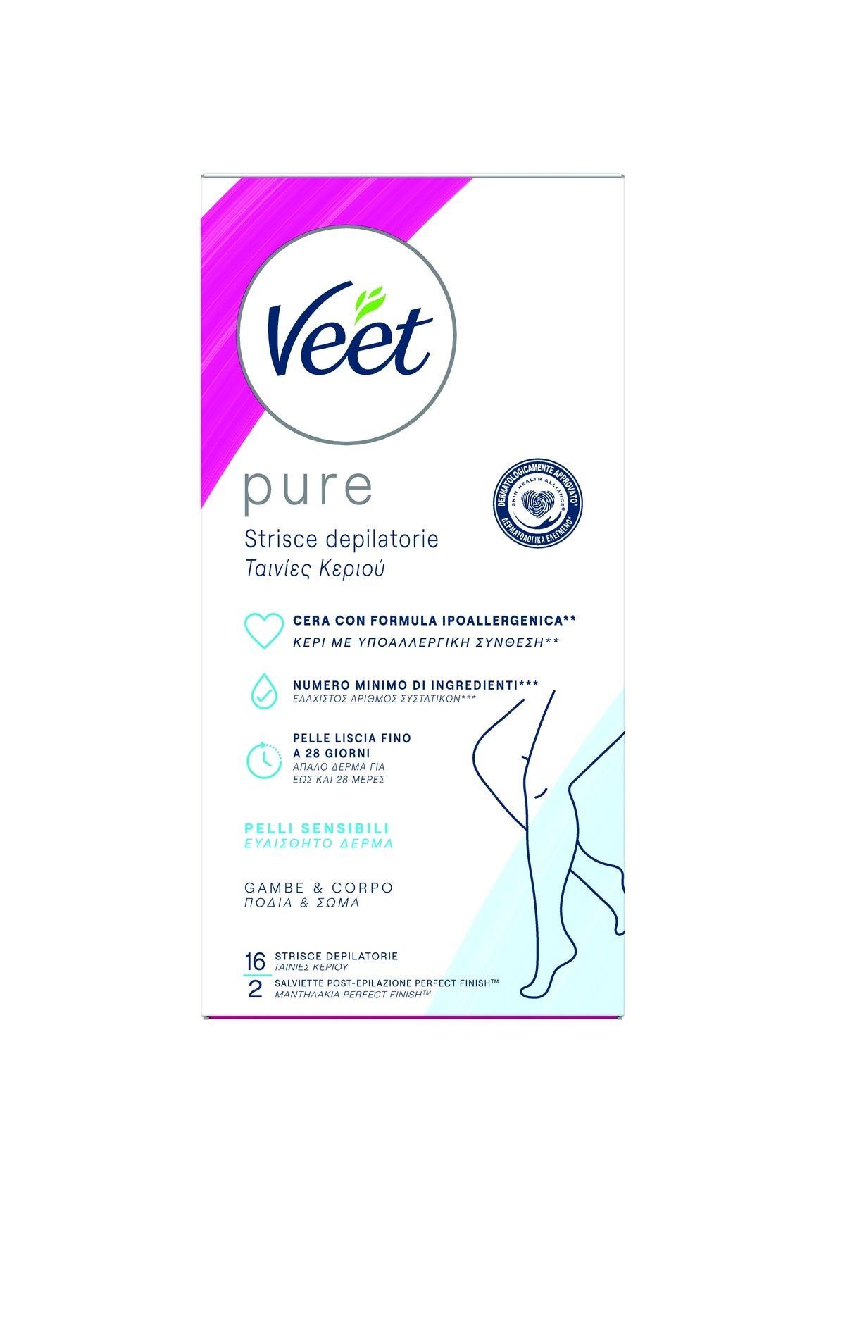 Strisce Depilatorie Con Formula Ipoallergenica Gambe & Corpo 16pz | Veet
